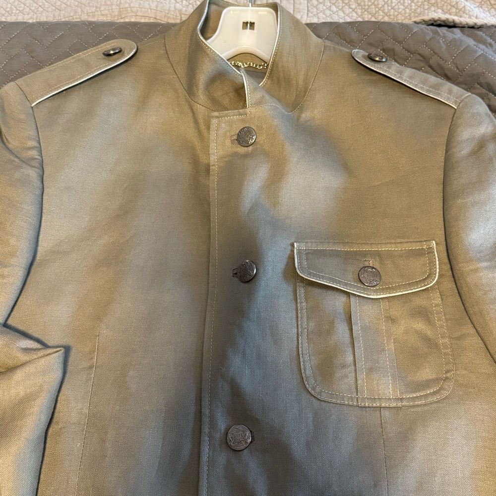 Men's Olive Green Military Safari Utility Jacket - Picture 5 of 13